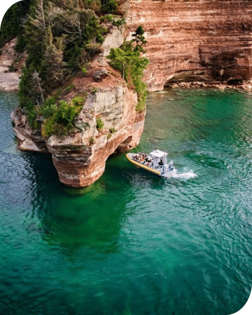 Riptide Ride coasting through Lover's Leap at the Pictured Rocks National Lakeshore
